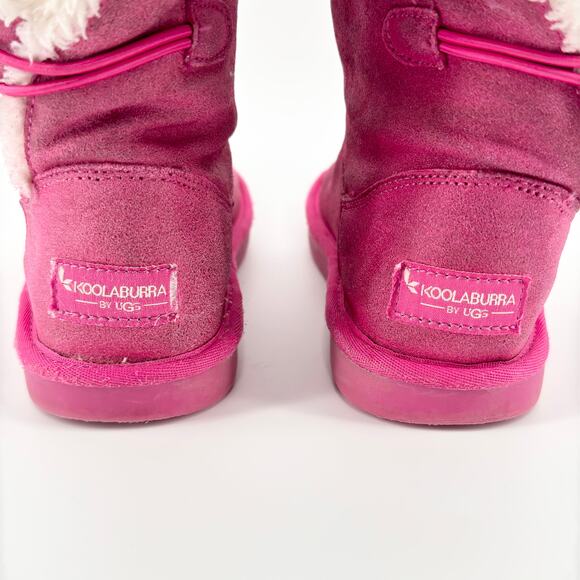 Koolaburra by UGG Girls Pink Button Short Boots Size 1 Faux Fur Lined Winter - Picture 6 of 10